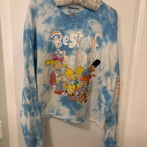 Nickelodeon Women’s Long Sleeve Shirt - Blue Tie-Dye